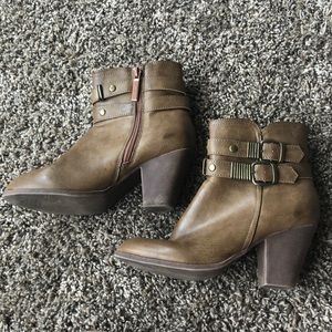 light brown leather booties